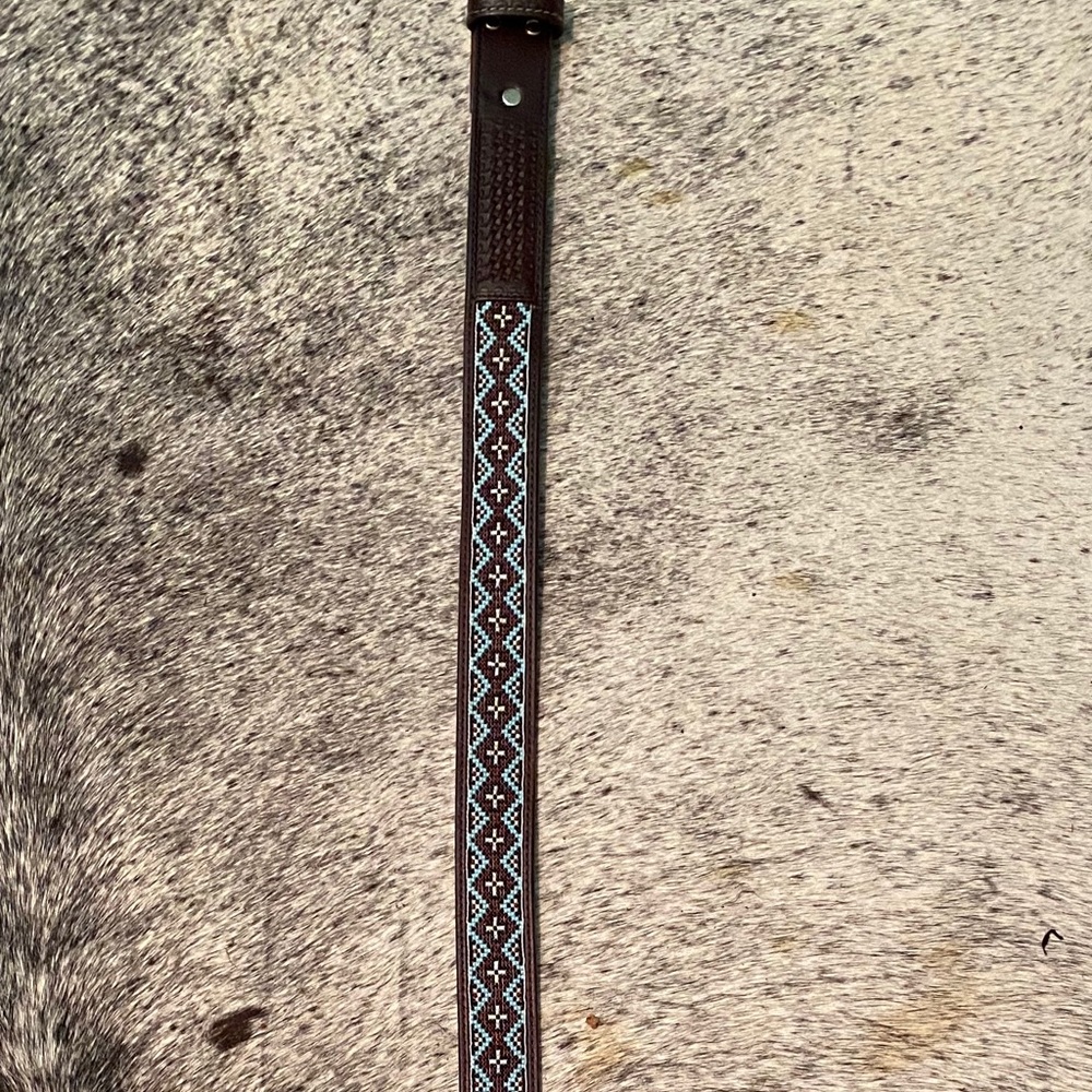 Beaded leather belt